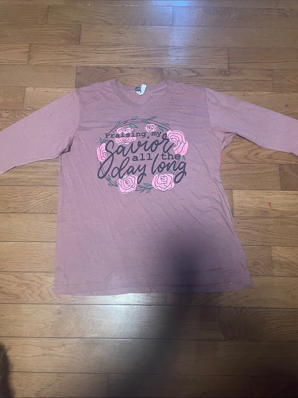 Girls' Pink Floral Graphic Long-Sleeve Top - Faith Message